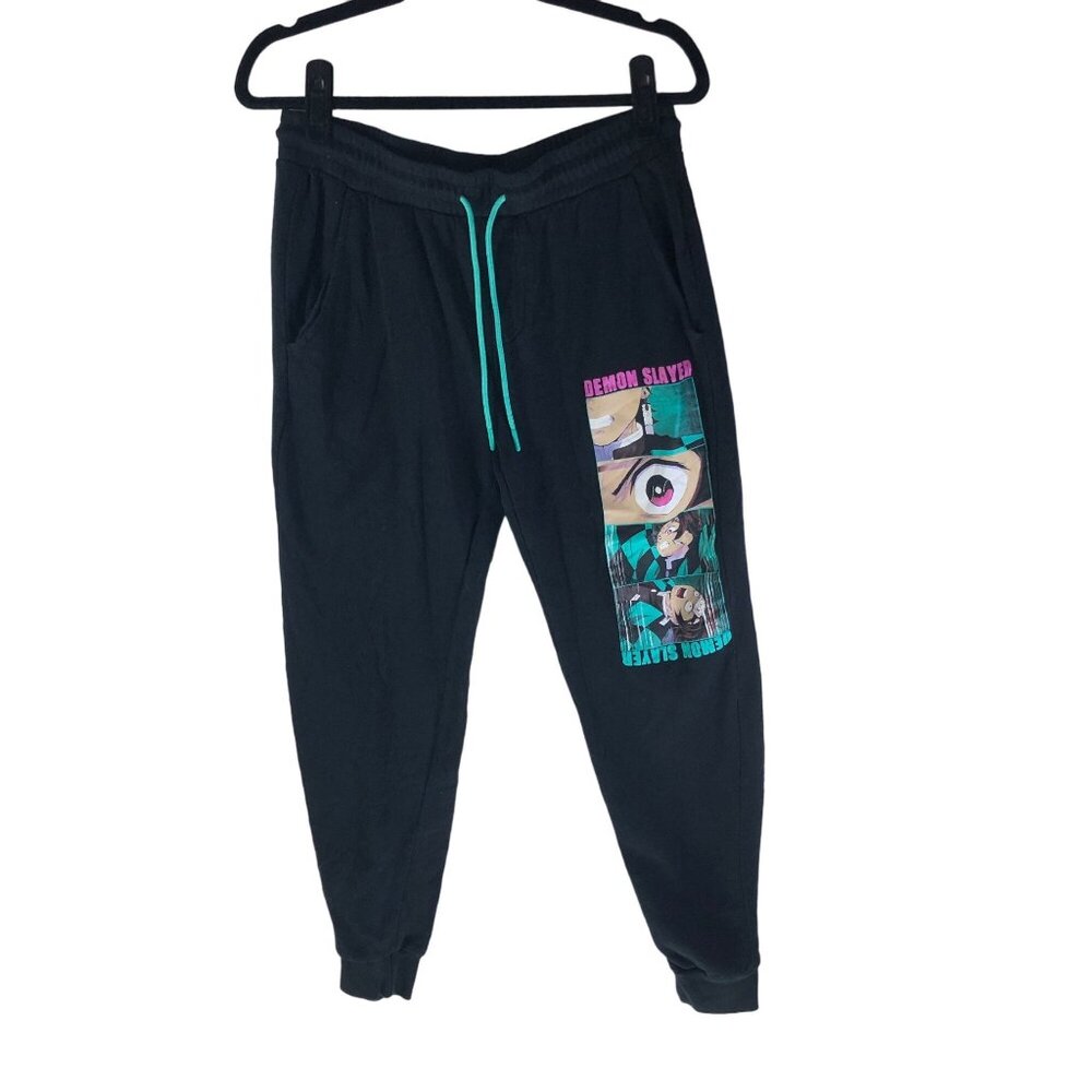 Demon Slayer Kimetsu No Yaiba Mens Black Jogger Pants Size M